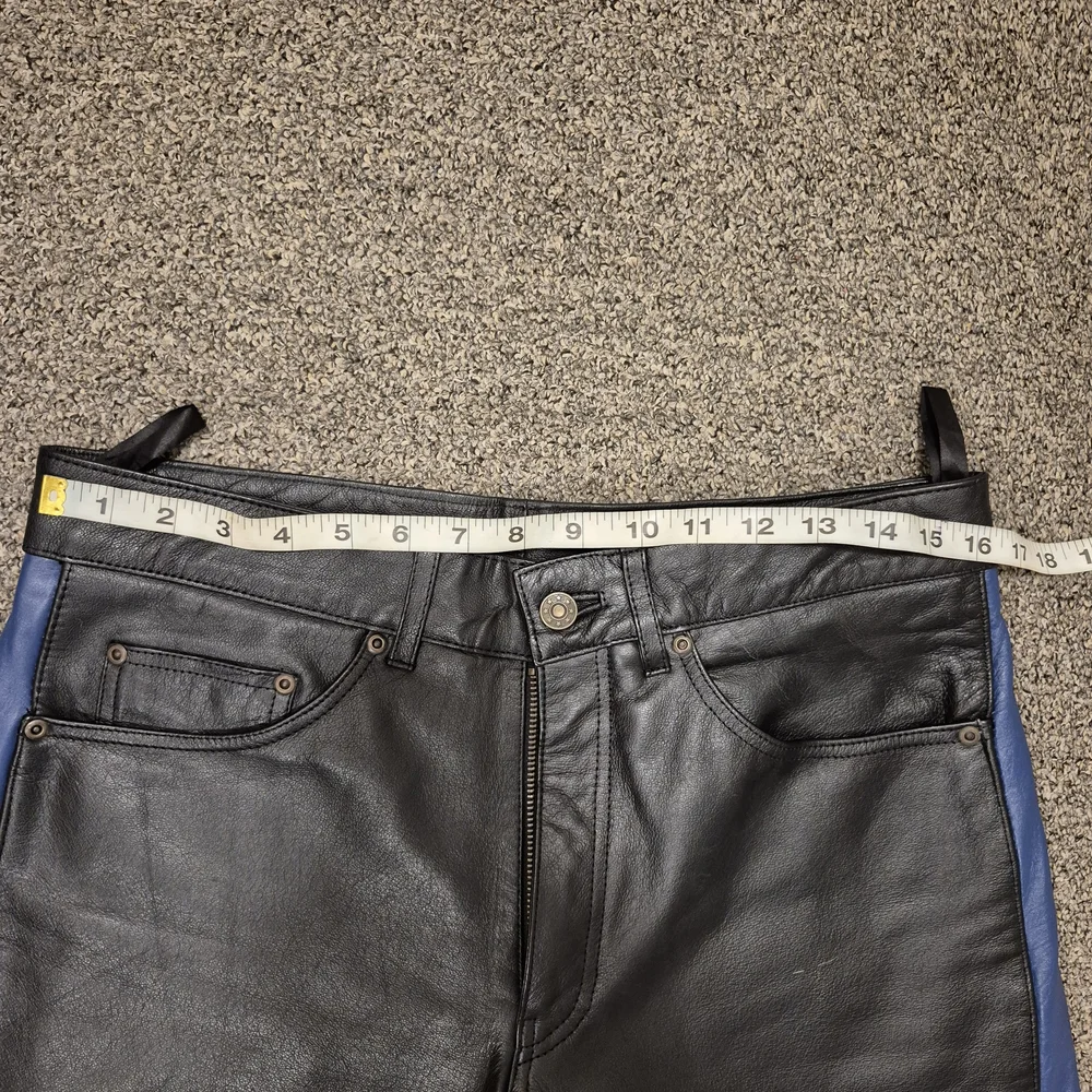 Black and Blue Leather Pants - Picture 4 of 16